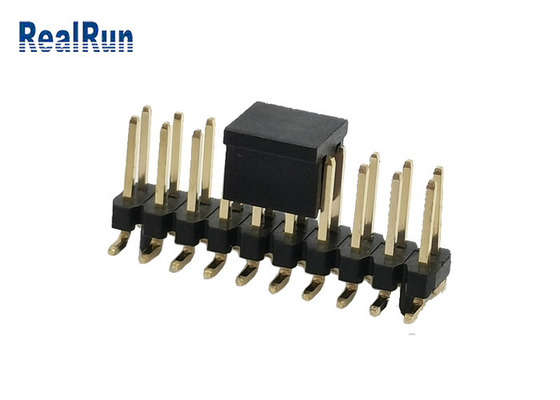 Siyah 2.54 Mm Başlık Konektörü PA6T 2 Sıralı SMD Kare Pin Erkek Fiş
