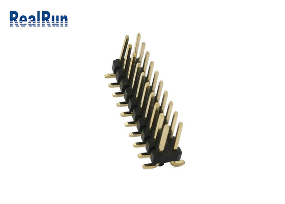 Siyah 2.54 Mm Başlık Konektörü PA6T 2 Sıralı SMD Kare Pin Erkek Fiş