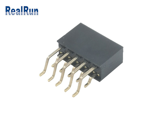 2.54mm Dişi Başlık Soketi 2 Sıralı PA6T 2x5P Sağ Açı SMT Altın Konnektör