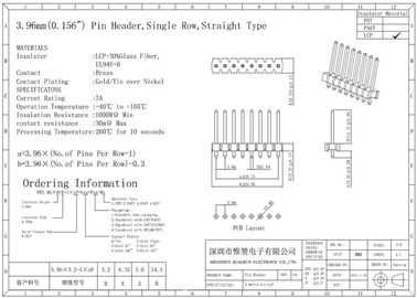 Düz Tek Sıra Pin Başlığı 180 Derece Tip Siyah 3.96 Mm Pitch Connector