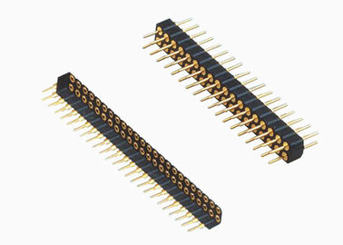 Düz Siyah Kadın Pin Header Konnektör 2.54 Mm Çift Sıralı 180 Derece