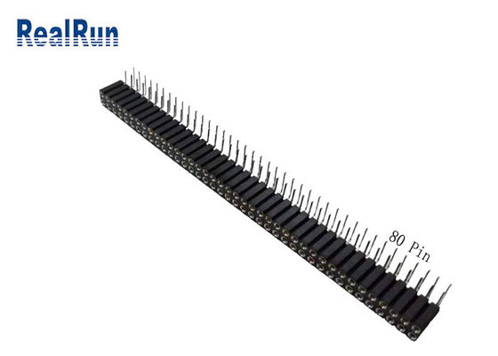 UL94V-0 2.54mm Yuvarlak Dişi Pin Başlığı Dik Açı 80 Pin SGS