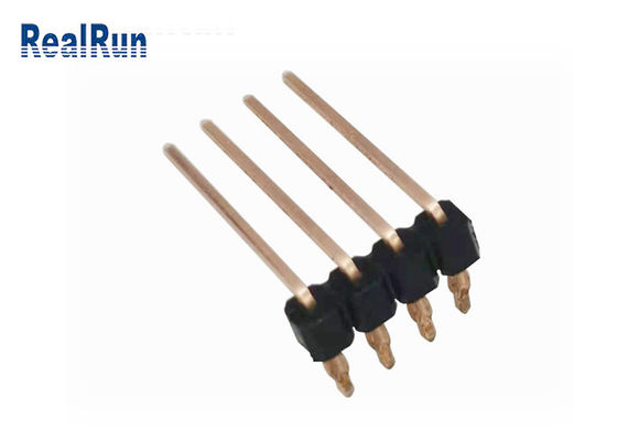PA6T 4P Tek Sıra Pin Başlığı 90° Bükme UL94V-0 Pres Fit PCB THT Konnektör