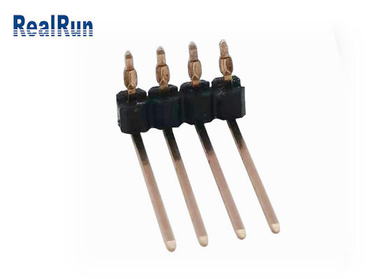 PA6T 4P Tek Sıra Pin Başlığı 90° Bükme UL94V-0 Pres Fit PCB THT Konnektör