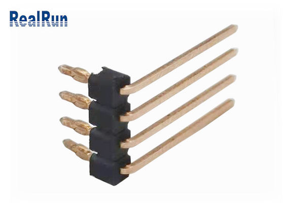 PA6T 4P Tek Sıra Pin Başlığı 90° Bükme UL94V-0 Pres Fit PCB THT Konnektör