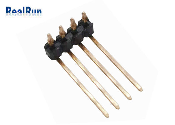 PA6T 4P Tek Sıra Pin Başlığı 90° Bükme UL94V-0 Pres Fit PCB THT Konnektör