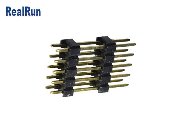 0.75A PBT Pin Başlığı Connecto UL94V-0 Pirinç Çift Sıra 2.54mm SGS