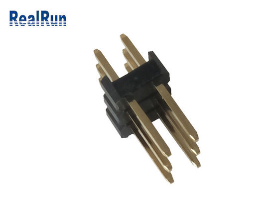 3.0A 6P Erkek DIP Pin Başlığı Siyah PA6T Pirinç 2.54mm Pitch Çift Düz