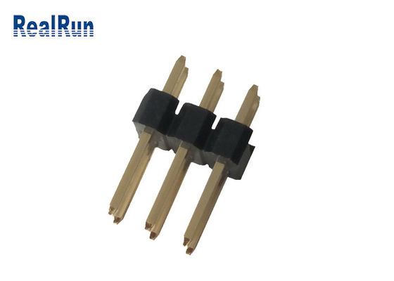 3.0A 6P Erkek DIP Pin Başlığı Siyah PA6T Pirinç 2.54mm Pitch Çift Düz
