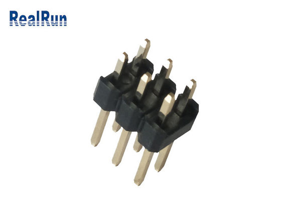 3.0A 6P Erkek DIP Pin Başlığı Siyah PA6T Pirinç 2.54mm Pitch Çift Düz