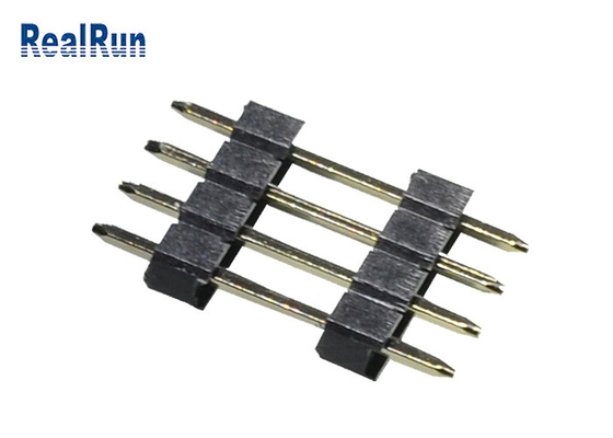 PCB 2.54 Mm Pin Başlığı PA6T Siyah Düz 4P Çift Sıralı Pin Başlığı