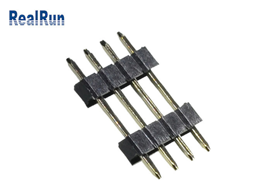 PCB 2.54 Mm Pin Başlığı PA6T Siyah Düz 4P Çift Sıralı Pin Başlığı