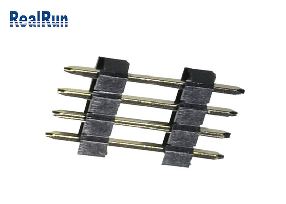 PCB 2.54 Mm Pin Başlığı PA6T Siyah Düz 4P Çift Sıralı Pin Başlığı