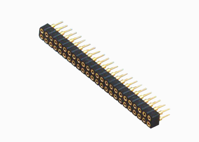 Düz Siyah Kadın Pin Header Konnektör 2.54 Mm Çift Sıralı 180 Derece